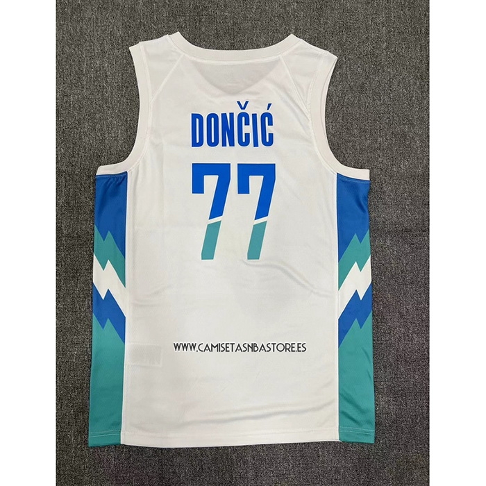 Luka Doncic NO 77 Camiseta Slovenia Primera Blanco